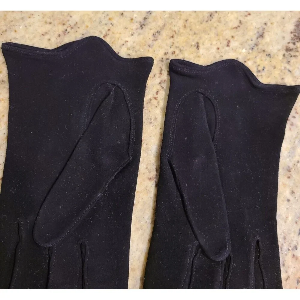 Vintage Size M 7 Black Soft Suede Leather Formal 8.5